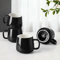 Teocera Ceramic Coffee Mug Set of 4-12 oz Coffee Mugs with Large Handles for Hot or Cold Drinks Like Latte, Cocoa, Tea or Juice - Smooth Ceramic, Dishwasher Safe，Black