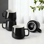 Teocera Ceramic Coffee Mug Set of 4-12 oz Coffee Mugs with Large Handles for Hot or Cold Drinks Like Latte, Cocoa, Tea or Juice - Smooth Ceramic, Dishwasher Safe，Black