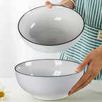 60 oz Large Pho Soup Bowls, Large Ramen Bowls, Rimmed Off-White Big Ceramic Bowls Set of 3, 8 Inch