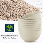 Homienly Unbreakable Cereal Bowls, Unbreakable Plastic Bowls Alternatives Set of 8, Wheat Straw Bowl for Kitchen,Camping, RV, Party, Microwave Safe Bowl Set for Cereal, Soup, Salad (Beige, 26 OZ)