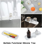 MicoYang Silicone Bathroom Soap Dishes with Drain Spout-Bathroom and Kitchen Sink Organizer,Sponge Holder,Dish Soap Tray,Perfect for Dispenser,Scrubber,Bottle,Cup on Sink or Counter-White 12"×4"