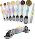 Pack of 8 Stainless Steel Magnetic Measuring Spoons Set, Dual Sided, Stackable, Adjustable Teaspoon and Tablespoon Measure Spoon with Leveler, Kitchen Gadgets