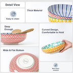Selamica 9.5" Serving Bowls, 60 OZ Large Salad Bowls Set of 3 for Entertaining Party, Ceramic Bowls for Kitchen, Pasta, Soup, Dinner, Assorted Colors