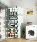 9-Tier Over The Door Pantry Organizer, Pantry Storage and Organization, Black Metal Hanging Spice Rack Seasoning Shelves Door, Wall Mount for Home & Kitchen, Laundry Room Bathroom Organization