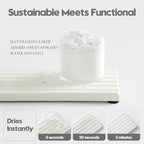 Razborci 2PCS Water Absorbing Stone Drying Tray Mat For Bathroom Sink & Kitchen Counter Faucet Organizer Decor, Quick Dry Dish Soap Dispenser Sponge Holder, Vanity Sink Caddy Bar Coaster,White-8"*3.8"