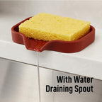 Zulay Kitchen Small Silicone Sponge Holder (4.9x3.3”) – Space-Saving Sink Organizer Tray for Sponge, Soap, Brush & More – Compact Non-Slip Dish for Kitchen & Bathroom (Canyon Rose)