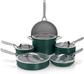 Ninja Ceramic Pro 11Piece Cookware Set, NonStick Pots & Pans Set with Glass Lids, Nontoxic, PTFE Free, Ceramic Coated, Oven Safe, All Stovetops & Induction Compatible, British Racing Green, CW39011GN