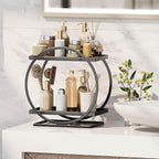 Bathroom Counter Organizer, Black Perfume Organizer for Dresser, 2 Tier Bathroom Organizer Countertop, Vanity Makeup Organizers, Skincare Display Tray for Bathroom Sink Storage