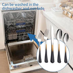 20-Piece Black Gold and Silverware Set, 18/0 Stainless Steel Colorful Handle Flatware Set,Service for 4,Modern Cutlery Set Includes Dinner Knives Forks Spoons,Mirror Polished,Dishwasher Safe