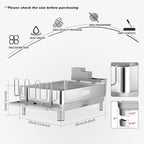 Ewaiira Dish Drying Rack, 304 Stainless Steel Dish Racks for Kitchen Counter, Dish Drainers with Automatic Drainage, Utensil Holder & Cups Holder, Space Saving Kitchen Organizer, Gray