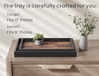 Fibogollo Set of 2 Wooden Serving Tray with Handles,Decorative Trays Platter,Breakfast Tray in Bed,Large Coffee Table Tray，Food Drinks Trays for Eating,Working,Storing