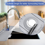 Amerner 20 inch Kitchen Sink Splash Guard, 10° Large Slope & Adaptable Hole Faucet Mat for Kitchen Sink, Silicone Sink Organizer Sponge Holder for Kitchen, Bathroom, RV, Bar, 20” x 5.5”, Gray