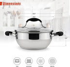 AVACRAFT 18/10 Stainless Steel Everyday Pan, Stir Fry Pan with Five-Ply Base, Chef’s Pan with Glass Lid, Multipurpose Stewpot Skillet, Saute Pan, Casserole in Pots and Pans (8 inch)