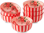 glowworm Cereal Bowls Set of 6, 26 Oz Ceramic Soup Bowls, Cereal Bowls for Rice, Oatmeal, Fruit, Ice Cream, Dessert, Dishwasher & Microwave safe, Pink