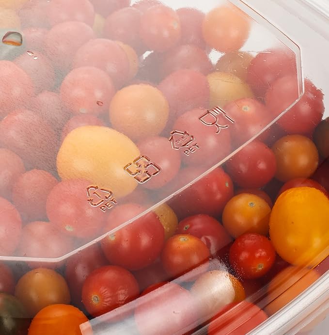 GOLDEN APPLE, 160oz-5sets Disposable Plastic Serving Square Bowls with Lids, Large Clear Plastic Disposable Salad Containers