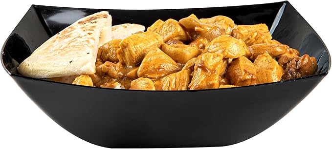 Restaurantware Moderna 64 Ounce Fancy Plastic Bowls 10 Square Disposable Salad Bowls - Durable Heavy-duty Black Plastic Bowls For Warm And Cold Foods