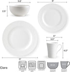 Mikasa 5224193 Ciara 16-Piece Dinnerware Set, Service for 4