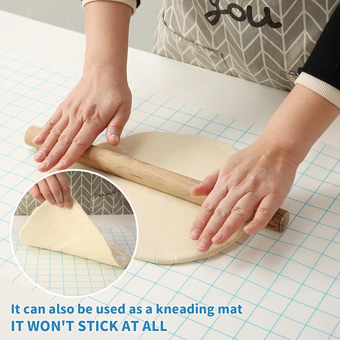 Silicone Baking Mat Roll 16IN*5FT Free Cutting, Non-Slip Pastry Mat, Non-Stick Reusable Air Fryer Liner, Oven Liners, Freeze Dryer Mat, Easily Cut to Size Fit All Ovens Pans Tins Dishes