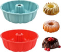 2 Pack Silicone Cake Pan Nonstick,10 Inch, Silicone Cake Molds,Pound Cake Pan, Baking Cake Pan for Jello,Gelatin,Cake,Brownie and Bread（Red+Blue）