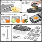 HomeHacks Vegetable Chopper Vegetable Cutter, 15 in 1 Kitchen Gadget, Dicer, Slicer, Onion Cutter, Salad, Cheese Grater & Egg Separator - Multi-Functional Veggie Chopper Lid with Handle (Grey)