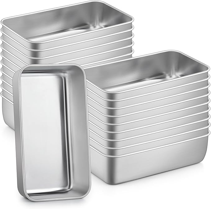 P&P CHEF Loaf Pan Set, 9 x 5 Inch Bread Pans, Stainless Steel Loaf Toast Baking Pans For Bread Meatloaf Lasagna Cake, Healthy & Non Toxic, Oven Safe& Easy Clean, (Silver, 20Pcs)