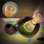 4 PCS Matcha Whisk Set, Matcha Kit Includes Ceramic Matcha Bowl with Spout, Bamboo Whisk, Bamboo Scoop and Ceramic Holder for Tea Matcha Lover, Gilded