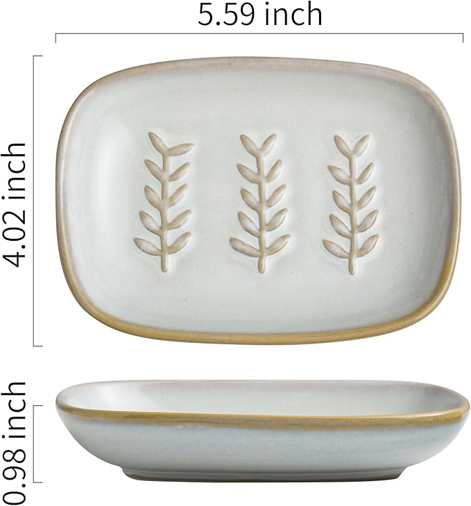 Miamolo Soap Dish Bar Cleaner Dish for Shower, Ceramic Soap Dishes for Large Soap Bar Shampoo or Sponge, Shower Soap Dish Soap Saver Tray for Bathroom Kitchen Sink, Easy to Clean