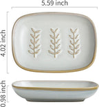 Miamolo Soap Dish Bar Cleaner Dish for Shower, Ceramic Soap Dishes for Large Soap Bar Shampoo or Sponge, Shower Soap Dish Soap Saver Tray for Bathroom Kitchen Sink, Easy to Clean (Pack of 2)
