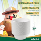 JOLLY CHEF Compostable Disposable Paper Bowls [16 oz] Heavy Duty Soup Uncoated Containers [500 Pack] White Biodegradable Bagasse Hot Cold Food Eco-Friendly Sugarcane Microwavable for Dessert Christmas