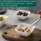 Kyraton Dip Bowls Set 6pcs 6oz, White Plastic Dipping Bowls Soy Sauce Plate for Side Dishes, Condiment Server for Tomato Sauce, Ketchup, Vinegar, BBQ and Party Dinner, Mini Appetizer Plates.
