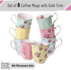 BTaT- Royal Coffee Mugs, 12 oz, Set of 8, Porcelain Bone China, Tea Mug, Large Coffee Mugs for Coffee Cups Set, Tea Cups