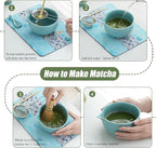 Clay&Fire Matcha Whisk Set, Ceramic Matcha Set, Matcha Bowl with Spout and Whisk, 9 pcs Matcha Tea Kit for Matcha Lovers, Ideal Gift Christmas, Birthday (Blue)