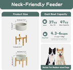 Havniva Ceramic Raised Dog Bowl Set, Elevated with Stand, Food and Water Bowl for Medium Breed Dogs, Weighted Dog Dishes, Pet Bowl(7.3'',41OZ, Grey)