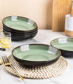 LERATIO Large Pasta Bowls,38oz Ceramic Pasta Bowls,9.0" Reactive Glaze Pasta Bowl Set of 6,Microwave & Dishwasher,Oven Safe,Wide Serving Bowls for Salad,Pasta,Fruit,Scratch Resistant-Light Blue