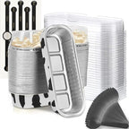 Mini Loaf Baking Pans with Lids and Spoons (50 Pack, 6.8oz) Rectangle Aluminum Foil Baking Pans Tins Containers - Cupcake Containers Wrappers Cheesecake Creme Brulee Ramekins