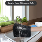 ZLR 2 Pcs Silicone Dish Drying Mat 12" x 12" Square - Small Heat Resistant Trivet & Countertop Protector for Air Fryer, Coffee Maker - Waterproof Kitchen Drain Pad for Cups, Fruit (Black)