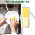 GUUKIN Sponge Holder for Kitchen Sink, 10x4 inch Silicone Dish Drying Mat, Compatible with Scrub Daddy, Kitchen Sink Accessories, Suitable for Kitchens & Bathrooms (White)