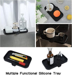 MicoYang Silicone Bathroom Soap Dishes with Drain Spout-Bathroom and Kitchen Sink Organizer,Sponge Holder,Dish Soap Tray,Perfect for Dispenser,Scrubber,Bottle,Cup on Sink or Counter-Black 9.6"×5.3"