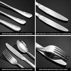40 Piece Silverware Set, Stainless Steel Flatware Cutlery Set Service for 8, Mirror Polished Tableware Eating Utensils Set for Home Kitchen, Include Knife Fork Spoon Set, Dishwasher Safe