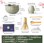 Matcha Whisk Set, Ceramic Matcha Set 8 Pcs, Matcha Kit Set Includes Matcha Bowl, Matcha Whisk and Holder, Bamboo Scoop and Rest, Sifter and Tea Towel, Ideal Gift for Family/Friend (Cyan)
