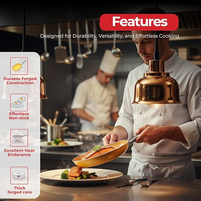 SALFORD 9.7 Inch Nonstick Frying Pan - Ceramic Forged Skillet for Egg Omelet & Pancakes with Bakelite Handle Chef Pan, Induction Compatible - PTFE, PFAS & PFOA Free