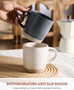famiware Coffee Mugs Set of 4, Milkyway 13 oz Mug Set, Ceramic Cup Set with Handle for Coffee, Tea, Cocoa, Milk, Matte White + Matte Dark Charcoal