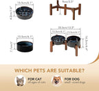 Havniva Ceramic 0.9 Cup Raised Slow Feeder Dog Food and Water Bowl Set, Elevated 6.1inch Bowl and 6.1inch Dish with Acacia Wood Stand for Small Dogs (2 x Starry Sky+ Stand)