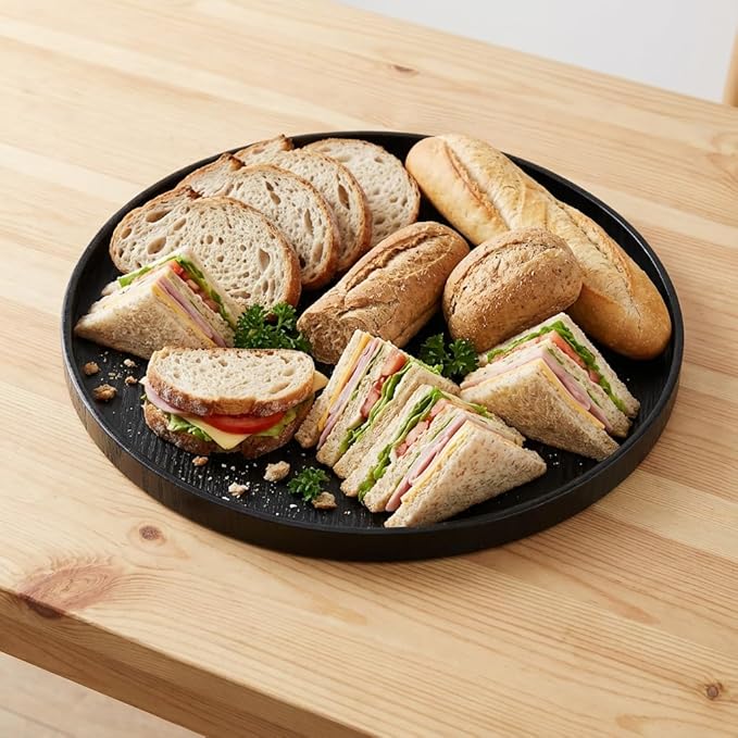 Round Trays Home Decor, 11.8" Large Round Wood Tray for Ottoman, Large Tray for Ottoman Coffee Table Candle Holder, Wooden Serving Decorative Trays for Home Kitchen