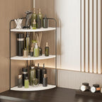 Forest Angle Bathroom Counter Organizer,Countertop Organizer,Vanity Organizers,Bathroom Storage,Bathroom Sink Caddy,Counter Shelf,Corner Counter,Corner Shelves(Black-White Marble)