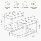 Sevenblue Under Sink Organizer, Bathroom Organizers and Storage, 2 Tier Multi-Use Pull Out Cabinet Organizer with Hang Hooks and Cups (transparent, 2 Pack)