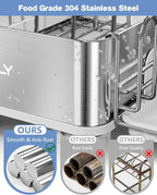 Dish Drying Rack, 304 Stainless Steel Expandable Dish Rack with Adjustable Drain Spout, Large Capacity Dish Drainer with Utensil Holder, Cup Holder and Cutting Board Rack for Kitchen Counter, White