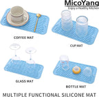 MicoYang Silicone Dish Drying Mat for Multiple Usage,Easy clean,Eco-friendly,Heat-resistant Silicone Mat for Kitchen Counter or Sink,Refrigerator or Drawer Liner Light Blue S 12 inches x 6 inches