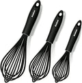 Anaeat Silicone Balloon Whisk, Perfect for Non-Stick Cookware, Milk and Egg Beater Blender, Heat Resistant Kitchen Whisks for Whisking, Cooking, Baking, Beating, Frothing & Stirring (Black)