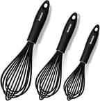 Anaeat Silicone Balloon Whisk, Perfect for Non-Stick Cookware, Milk and Egg Beater Blender, Heat Resistant Kitchen Whisks for Whisking, Cooking, Baking, Beating, Frothing & Stirring (Black)